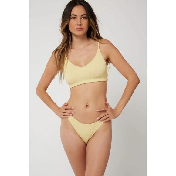 O'Neill Saltwater Bottom Women XS Yellow Textured Flamenco Swimwear Beach ERK234 - Picture 1 of 12
